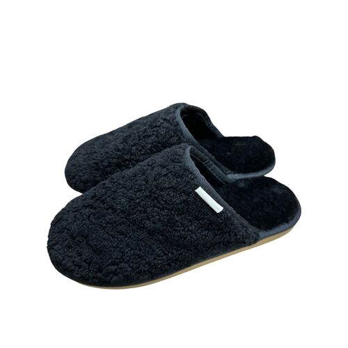 100% Australian Merino Sheepskin Curly Scuffs Moccasins Slippers Slip On UGG in Black