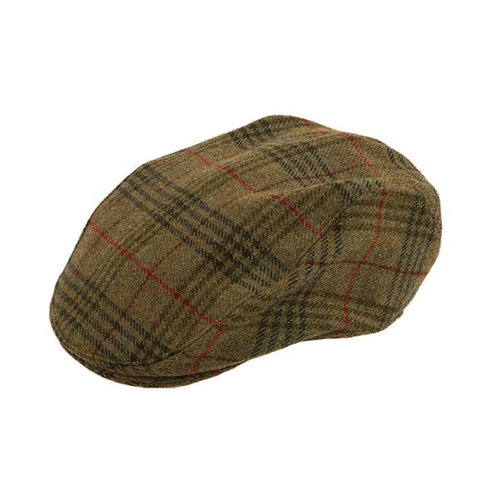 DENTS Abraham Moon Tweed Flat Cap Wool Ivy Hat Driving Cabbie Quilted - Sage - Medium