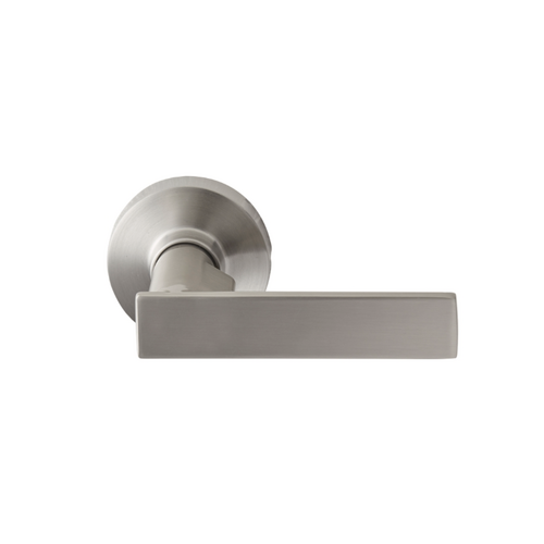 Delf Porto Passage Lever Door Handle Set On Round Rosette Satin Chrome