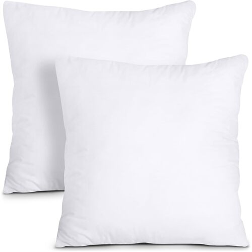 2x Premium Euro 100% Cotton Pillow with Cover Square Durable Soft European - 65x65cm