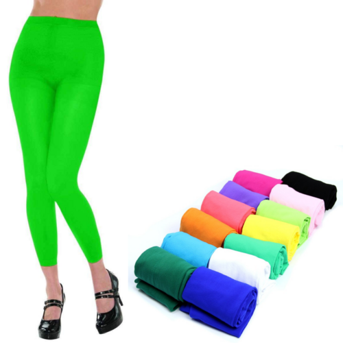 FOOTLESS TIGHTS Ladies Fluro Colourful Dance Hosiery Womens Stockings