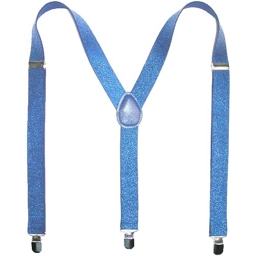 GLITTER SPARKLE SUSPENDERS Braces Clipon Elastic Y-Back Slim Adjustable  - Sky Blue (Glitter)