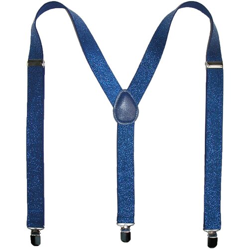 GLITTER SPARKLE SUSPENDERS Braces Clipon Elastic Y-Back Slim Adjustable  - Blue (Glitter)