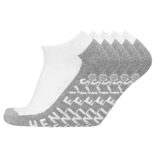 Henleys Mens Active Ankle Socks 5-Pack - White/Grey