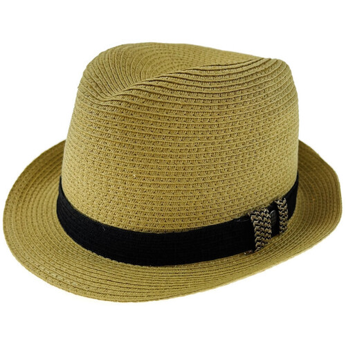 Dents Toyo Straw Trilby Fedora Hat Summer Fedora Small Brim - Natural/Black