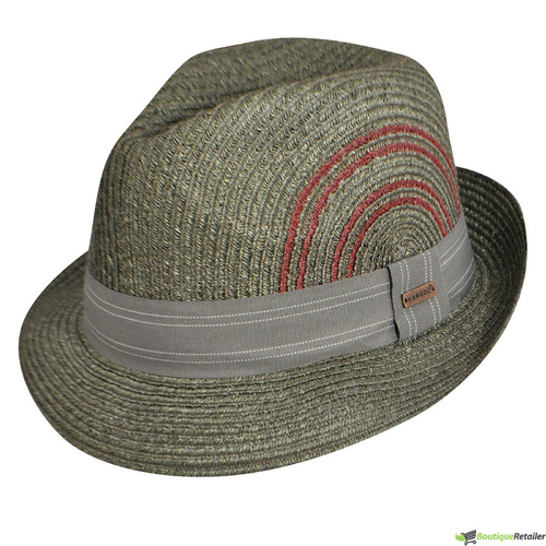 KANGOL Ashton Braid Player Trilby Hat 100% Sisal Fedora Brim Cap K0571FA - Putty (Green) - L