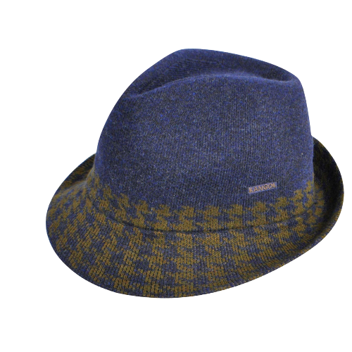 KANGOL Hounds Stripe Arnold Lambs Wool Blend K1480FA Soft Trilby Fedora - Atlantis