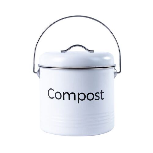 Living Today 3.5L Kitchen Bench Compost Waste Storage Bin - White