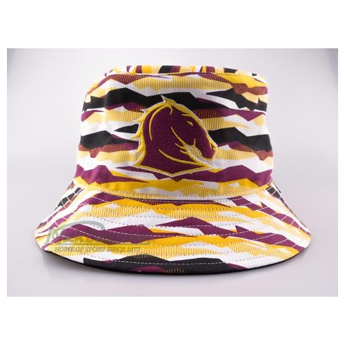 Brisbane Broncos 47 Brand Bucket Hat NRL Rugby - Maroon/Yellow/White 