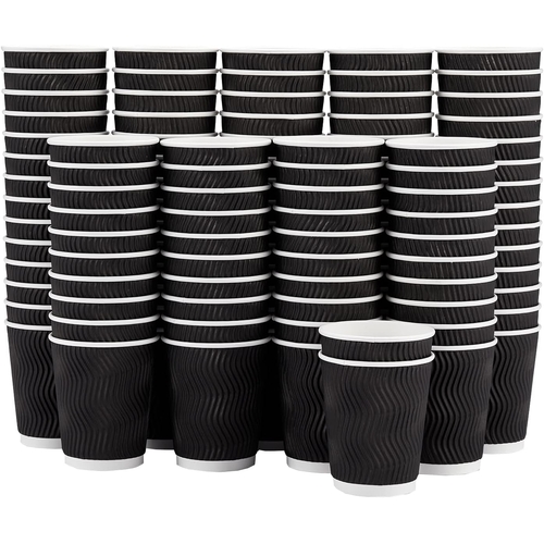 500 Triple Wall Paper Coffee Cups 8oz Takeaway Take Away Wax Free Bulk