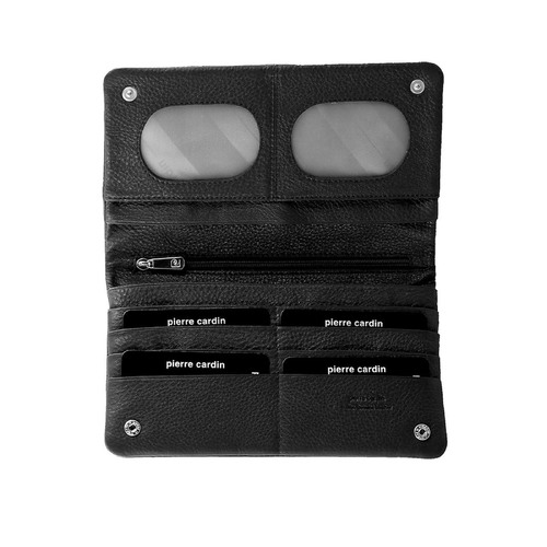 Pierre Cardin Ladies Womens Genuine Leather Bi-Fold RFID Purse Wallets - Black