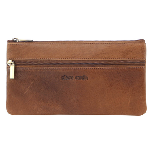 Pierre Cardin Ladies Womens Genuine Soft Leather Italian Wallet Case - Cognac