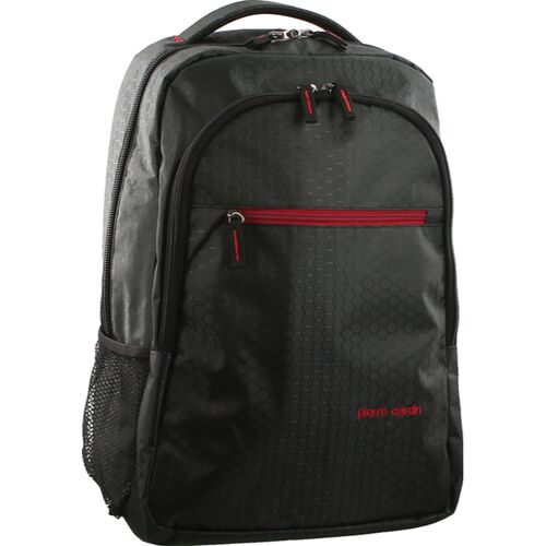 Pierre Cardin Mens Ripstop Nylon Laptop Backpack with Laptop Section - Black