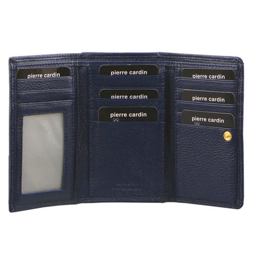 Pierre Cardin Womens Soft Italian Leather RFID Purse Wallet Rustic - Indigo