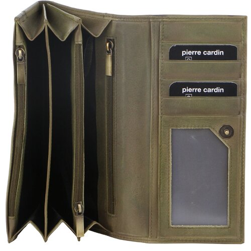 Pierre Cardin Womens Soft Italian Leather RFID Purse Wallet - Olive