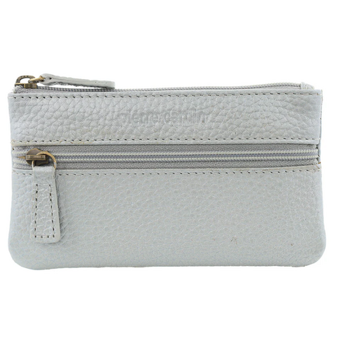 Pierre Cardin Womens Genuine Leather RFID Coin Purse Wallet - Silver