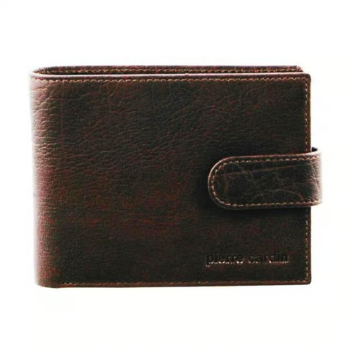 Pierre Cardin Mens Leather Wallet Flap Credit Card Slots RFID - Chestnut