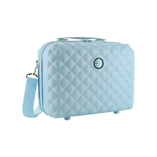 Pierre Cardin Beauty Case Hard Shell Makeup Cosmetic Organizer Travel in Blue