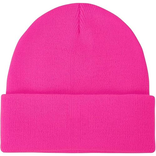 PLAIN BEANIE Unisex Mens Womens Winter Warm Hat Ski Cap Knit One Size - Fluro Pink