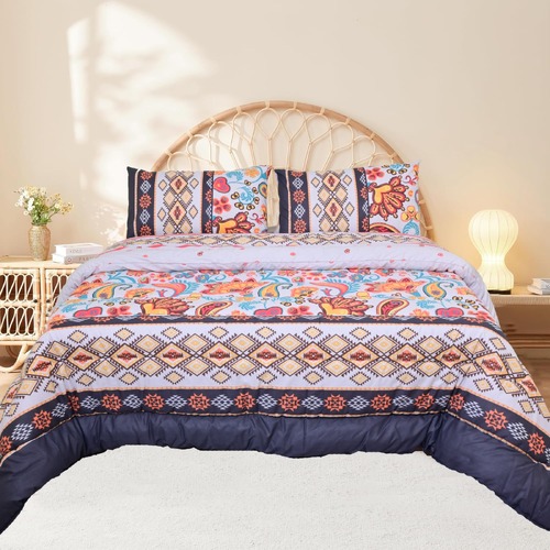 Queen Cotton Comforter Set with 2 Pillow Cases Duvet Quilt Bedspread in Morocco