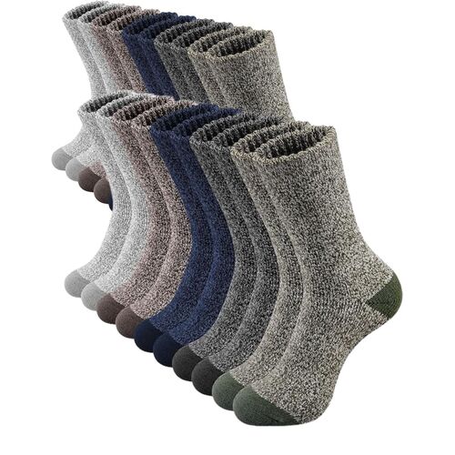 12 Pairs Heavy Duty Wool Blend Work Socks Extra Thick Cushion in Assorted Colours