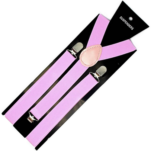 Mens Suspenders Braces Adjustable Strong Clip On Elastic Formal Wedding Slim - Lilac