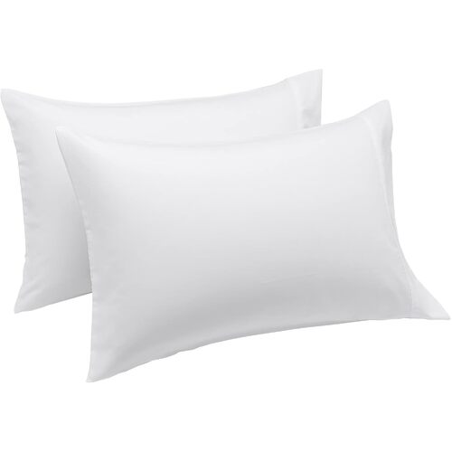 2x Premium 100% Cotton Pillow with Cover Filled Durable Soft Standard - 48x74cm