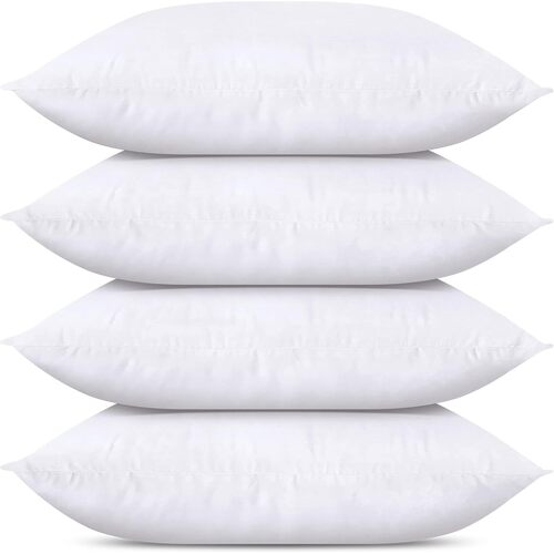 4x Premium 100% Cotton Pillow with Cover Filled Durable Soft Standard - 48x74cm