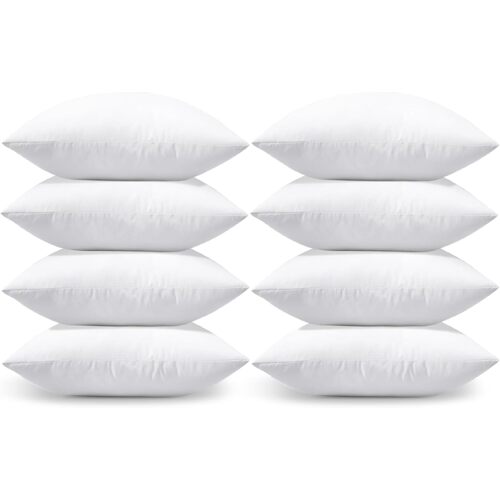 8x Premium 100% Cotton Pillow with Cover Filled Durable Soft Standard - 48x74cm