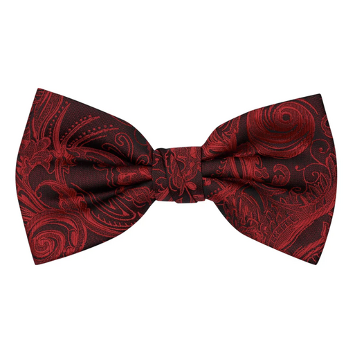 Premium Tapestry Bow Tie Floral Paisley - Scarlet