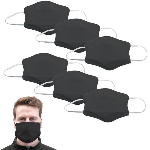 6x Tigerplast Fabric Face Mask Washable Reusable Mask Protect Cover - Black