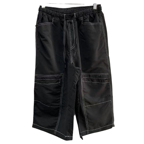 Mens 3/4 Longer Length Microfibre Cargo Shorts Bottoms - Black