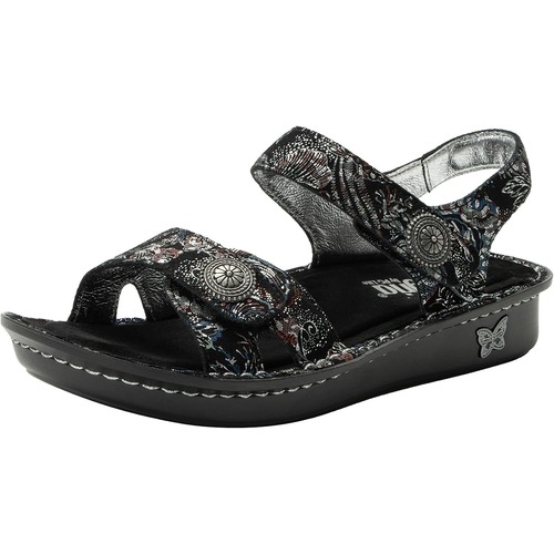 Alegria Womens Vienna 2 Strap Sandals w/ Backstrap in Silver Hour