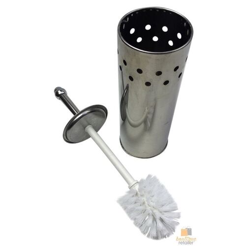 Toilet Brush Holder Metal Stainless Steel Bathroom Set Handle Round Cover Clean