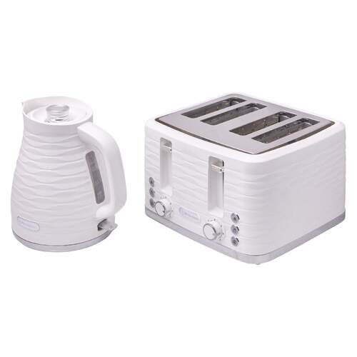 Westinghouse 1.7L Kettle & 4 Slice Toaster Pack White/Silver Wave Pattern