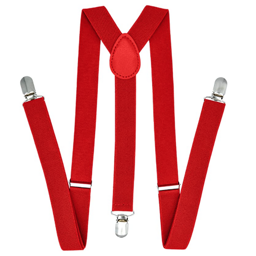 35mm WIDE SUSPENDERS Mens Adjustable Braces Clip On Trouser Elastic Y-Back - Red