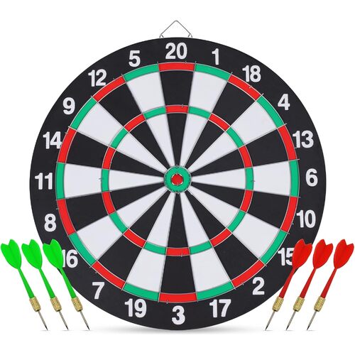 15" Dartboard Dart Board with Steel Darts Professional Competition Party Game