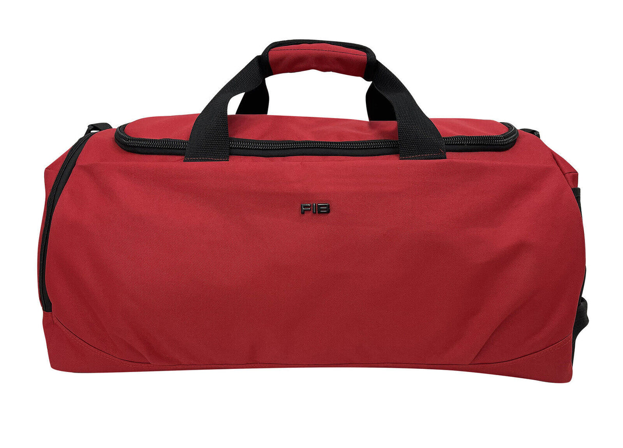 38L FIB Sports Duffle Bag Duffel Gym Canvas Travel Foldable - Red