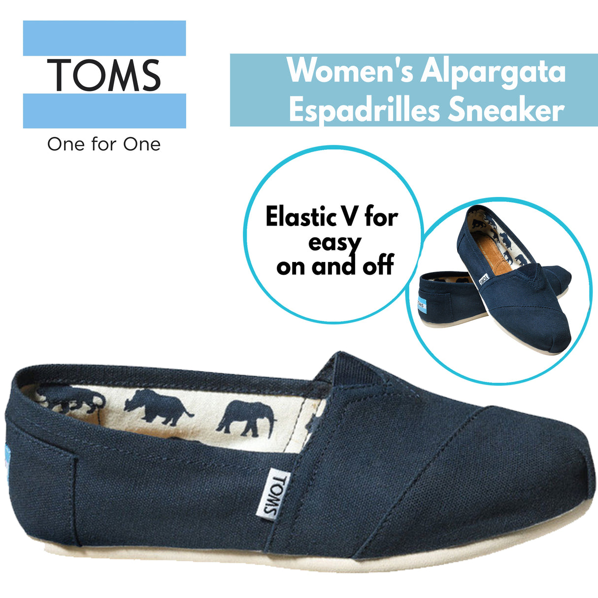 TOMS Womens Alpargata Classic Canvas Sneaker Shoes Espadrilles - Navy