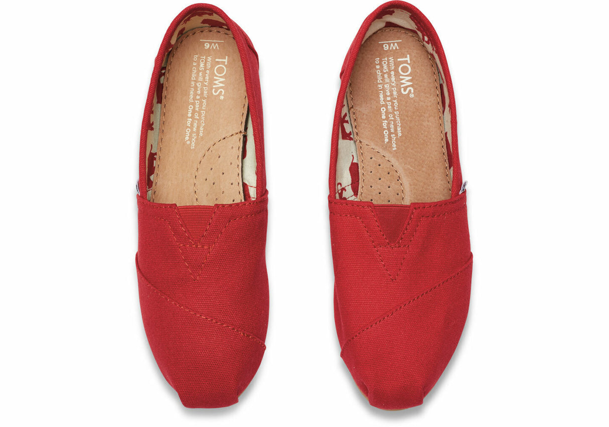 TOMS Womens Alpargata Classic Canvas Sneaker Shoes Espadrilles Slip On - Red