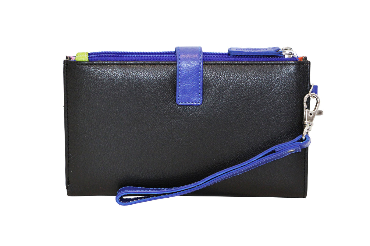 Giannotti Womens  Rainbow Wrist Wallet Ladies Wristlet Cardholder Purse - Blue