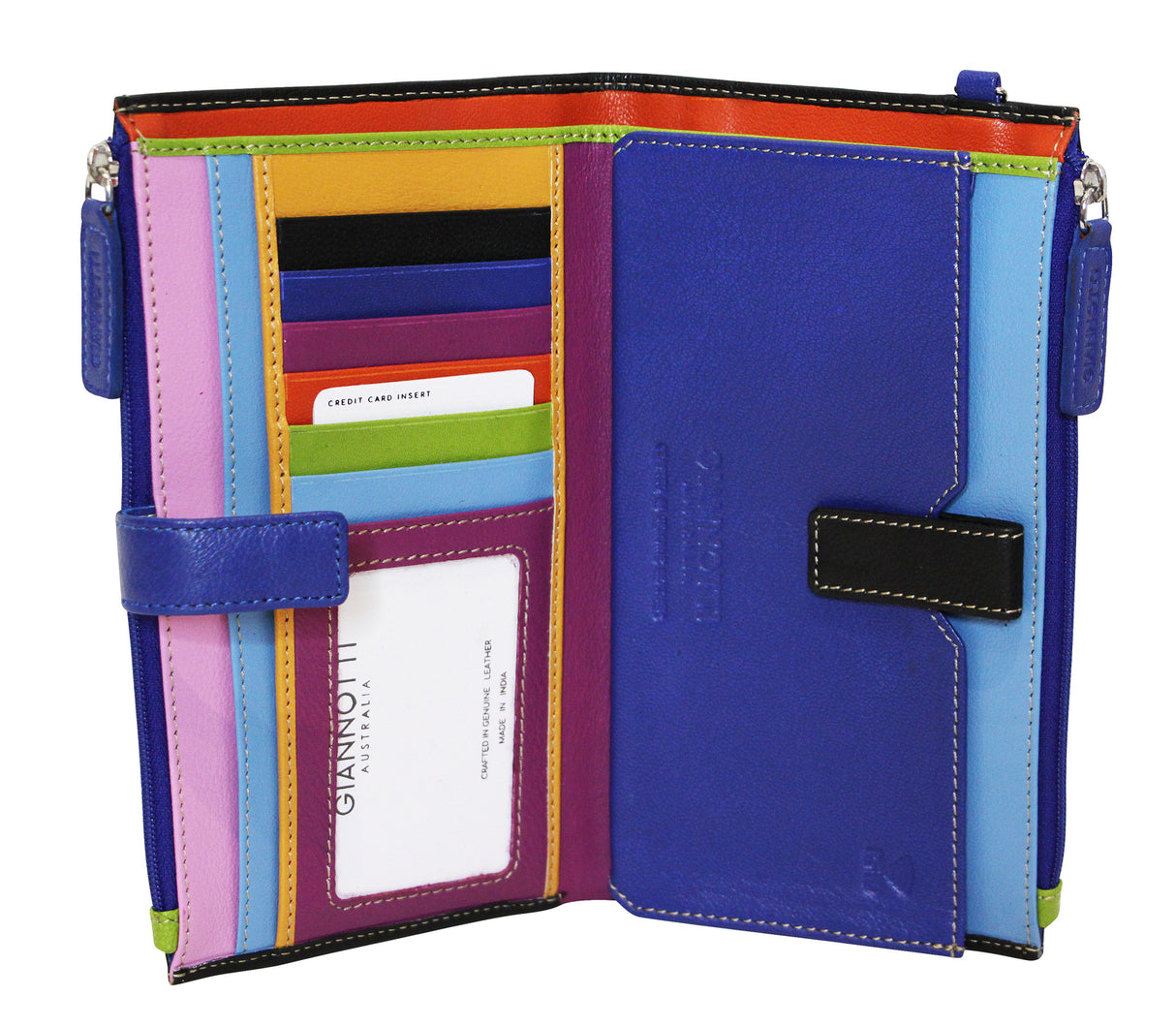 Giannotti Womens  Rainbow Wrist Wallet Ladies Wristlet Cardholder Purse - Blue