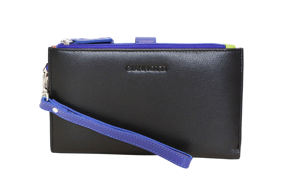 Giannotti Womens  Rainbow Wrist Wallet Ladies Wristlet Cardholder Purse - Blue