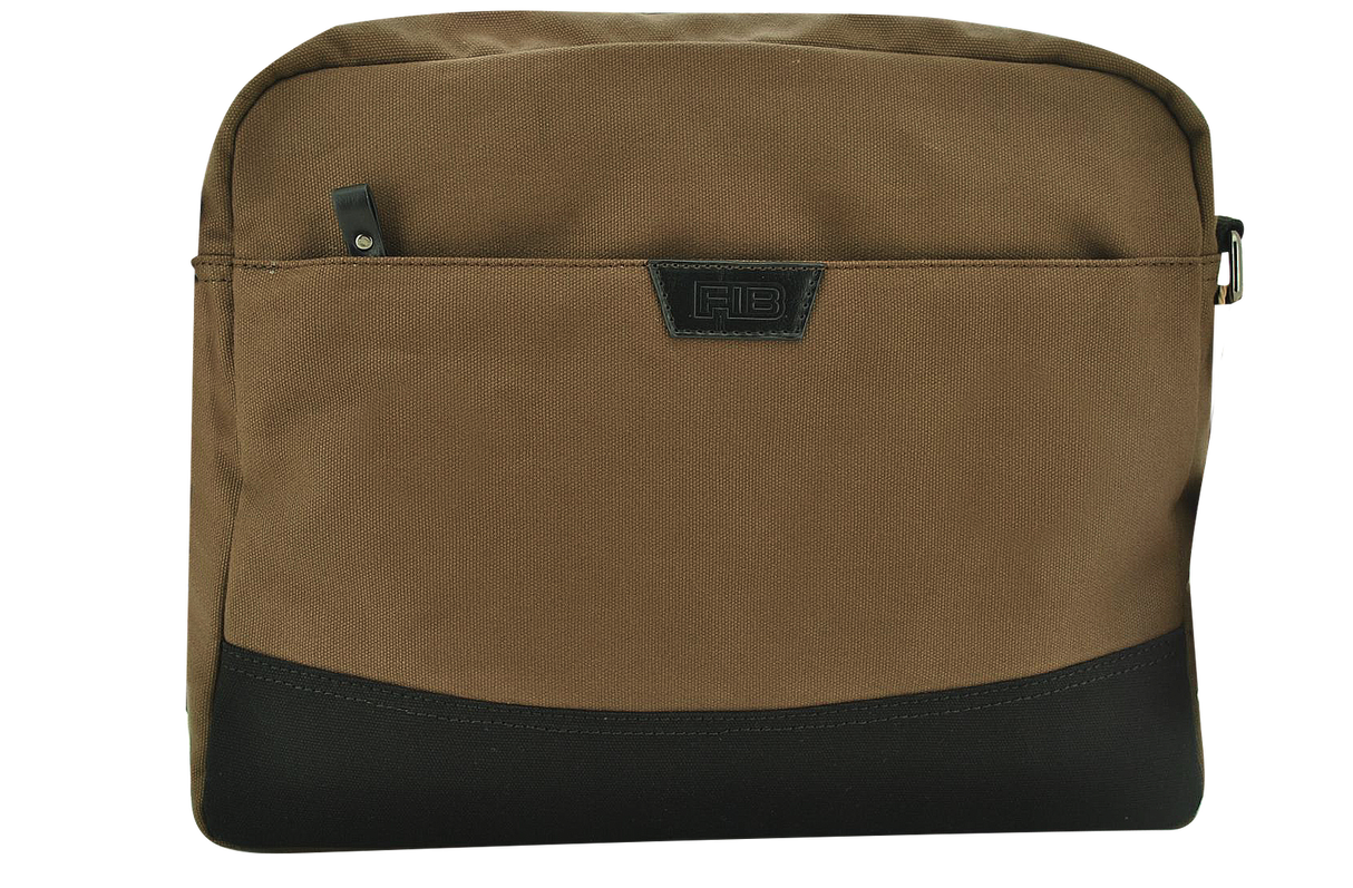 FIB Byron Canvas Laptop Messenger Bag Travel Shoulder Sling - Brown