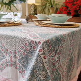 Rectangle Square Tablecloth Table Cover Flower Pattern Dining Table Cloth - Blue