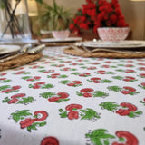 Kolka Mistletoe Hand Block-Printed & Screen Printed Textiles Tablecloth - Red