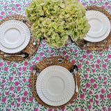 Rectangle Square Tablecloth Table Cover Flower Pattern Dining Table Cloth - Pink