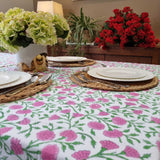 Rectangle Square Tablecloth Table Cover Flower Pattern Dining Table Cloth - Pink