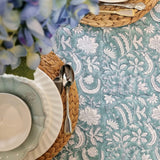 Kolka Poppy Hand Block-Printed and Screen-Printed Textiles Tablecloth - Blue