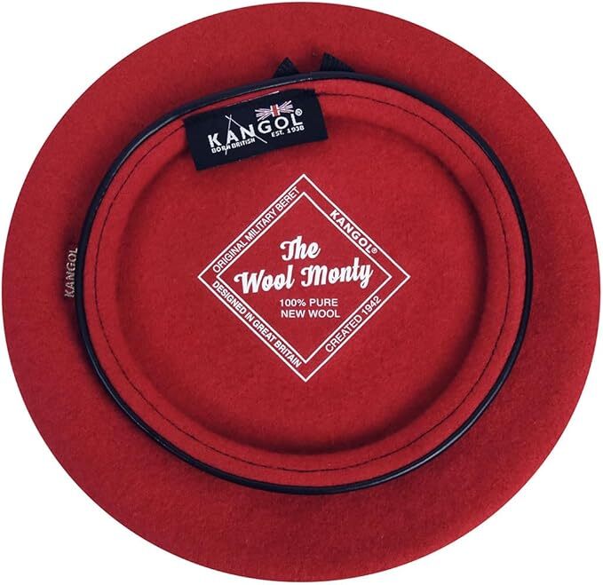 KANGOL Wool Monty Beret French Hat Military Cap in Red